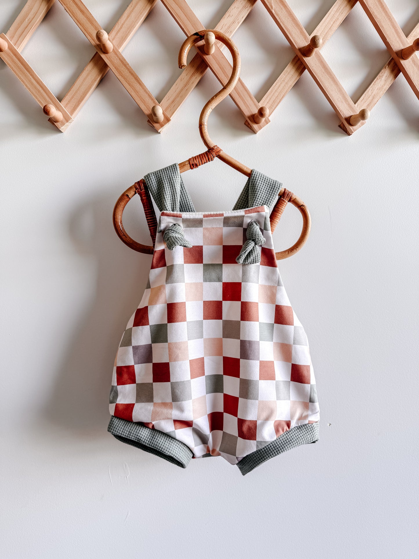 Earthy Checks Knotted Overalls