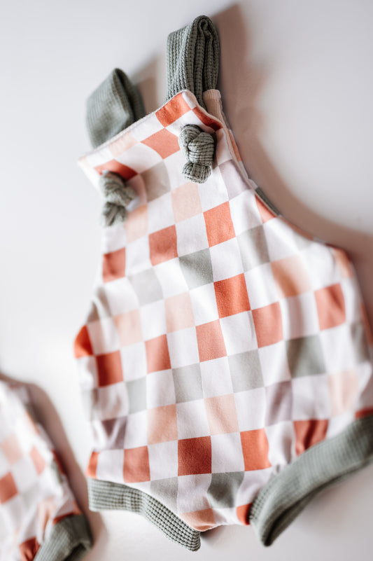 Earthy Checks Knotted Overalls