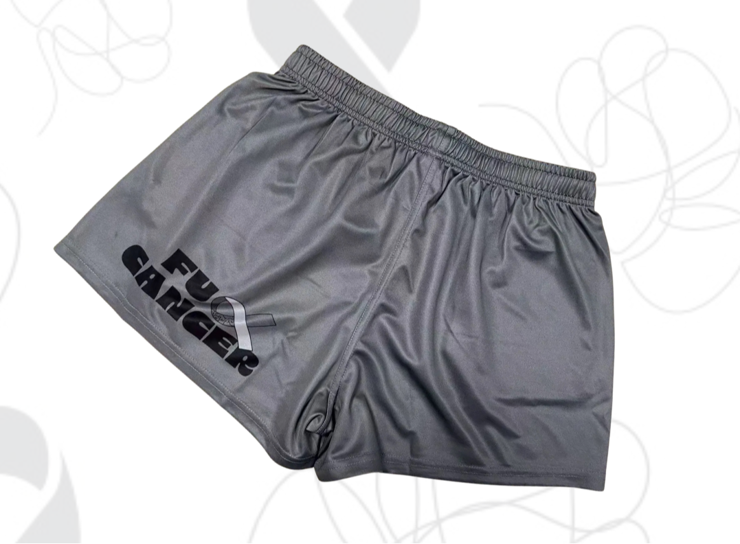 Give Heaven Some Hell GREY Footy Shorts - Brain Cancer Merchandise Australia